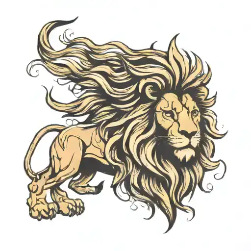 Black Shaded Lion With Large Mane