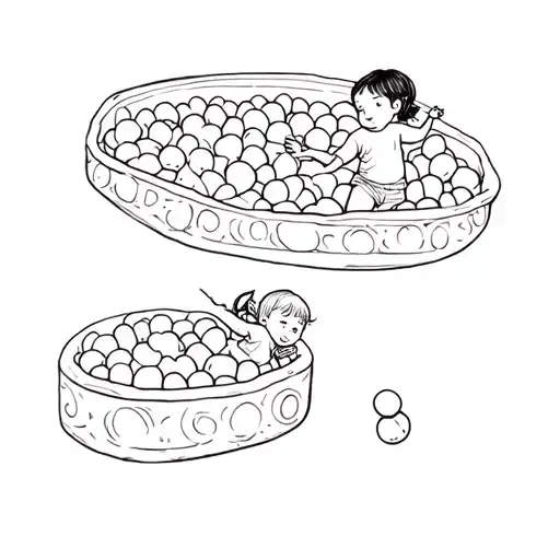 Two Children Playing In A Ball Pit