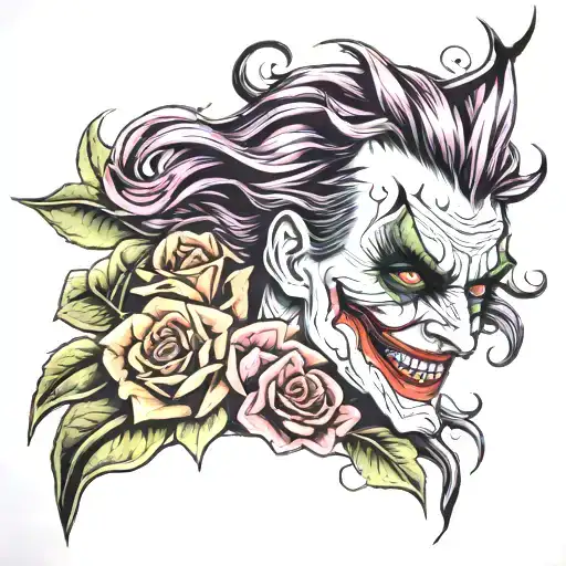 Full Sleeve Tattoo Joker With Roses