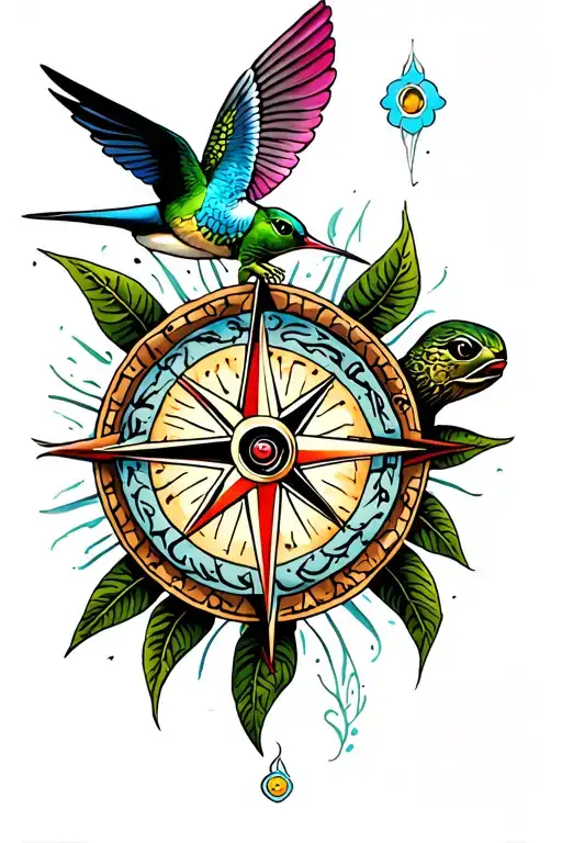 Turtle And Colibri Flying Compass