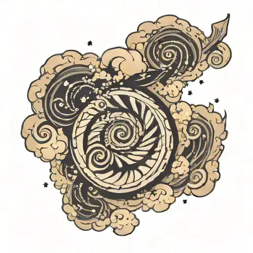 Spiral With Stars In It And Background Of Clouds