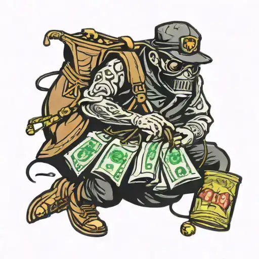 Bank Robber Holding Money Bag