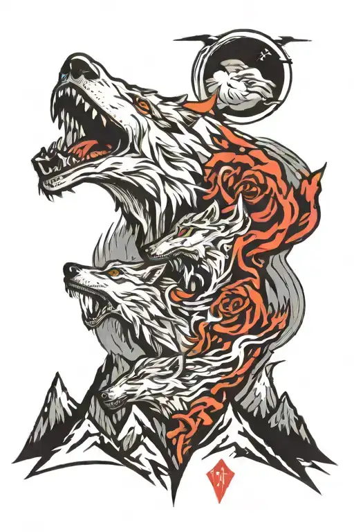 Mountain And Wolf Face