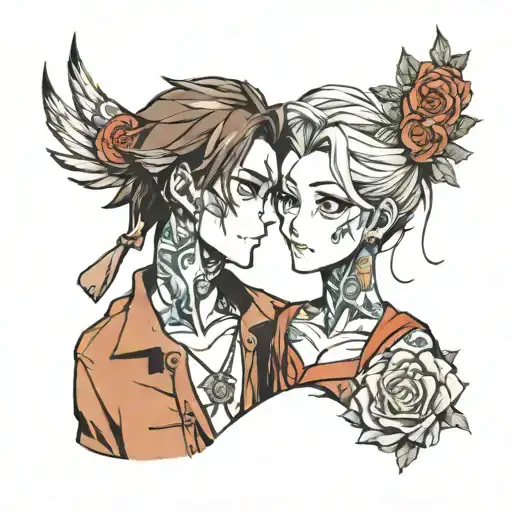 Tall Guy Short Girl Couple Tattoos Anime