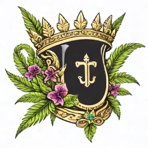 Realistic Kings Crown With Jungle Ferns And Palms