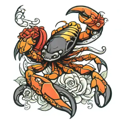 Scorpion With Crab And A Virgin Maid Girl
