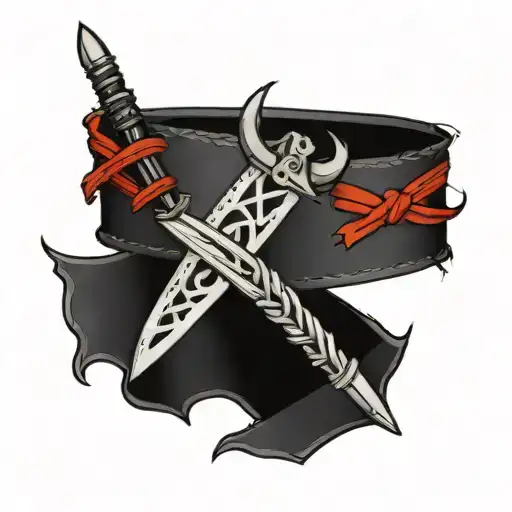 Armband Tattoo Barbed Wire With Dagger