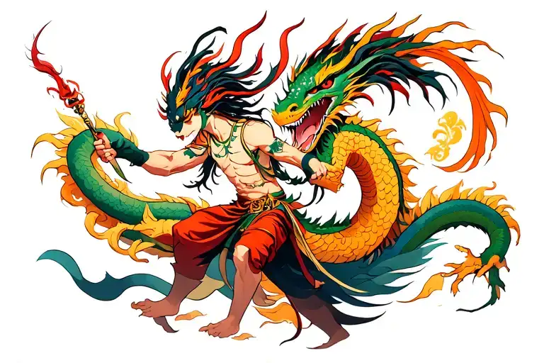 Nezha's Battle Against The Dragon King