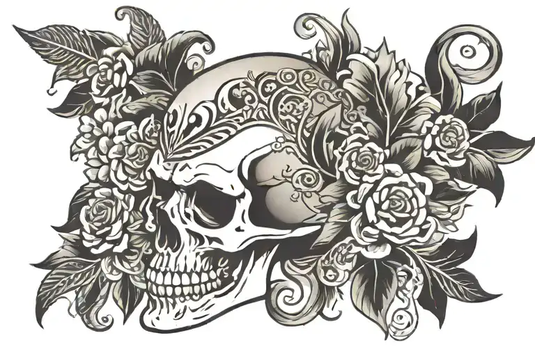 Old Skull Adorned