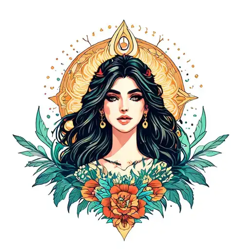 Woman Inspired Design Incorporating Elements Of Universal Love And Spiritual Symbols