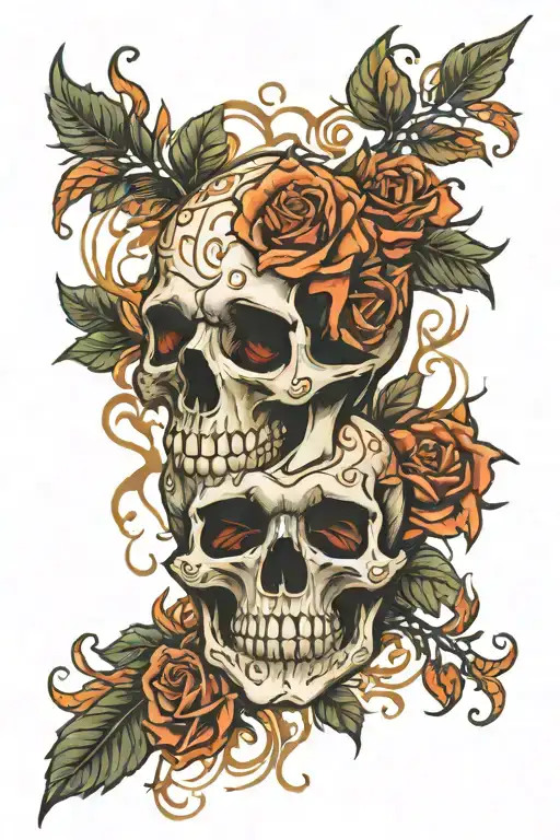 Roses Fire Skull