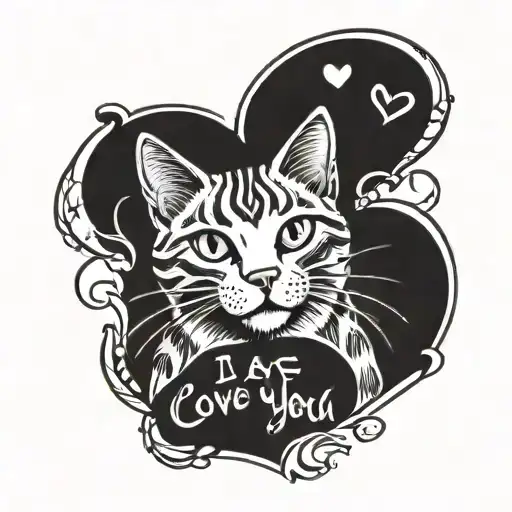 Handwritten I Love You With Cat