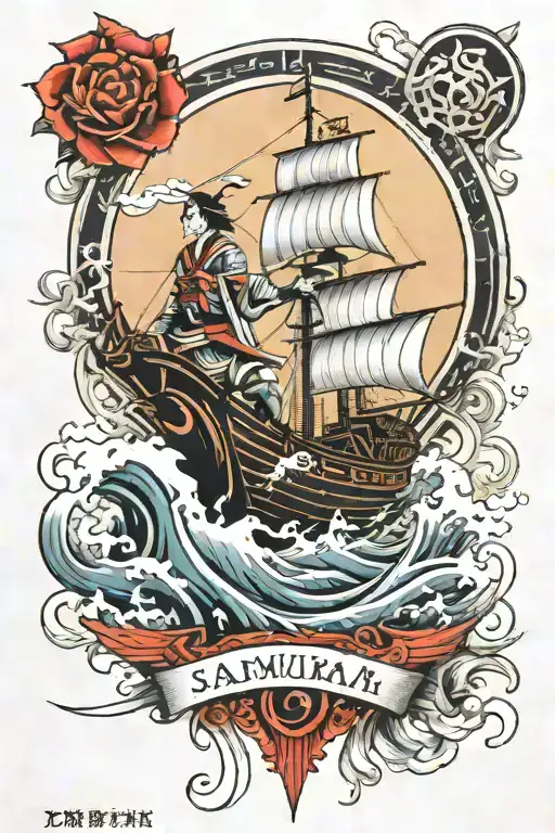 Ship And Samurai Warrior