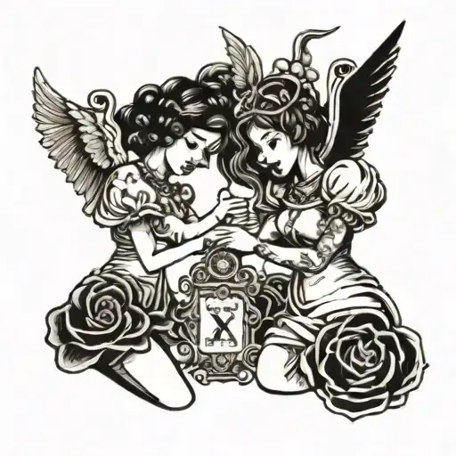 Two Dancing Girls With Engery And Angel Numbers With A Bible Verse Of Friendship