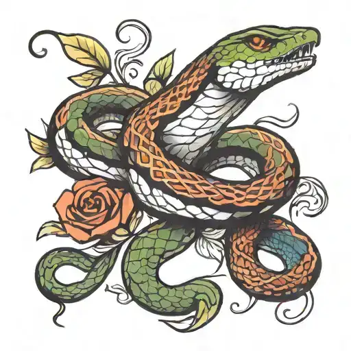 Snake Chasing A Bird