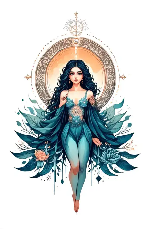 Woman Inspired Design Incorporating Elements Of Universal Love And Spiritual Symbols