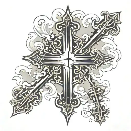 Three Black Crosses With A Detailed Background Sky