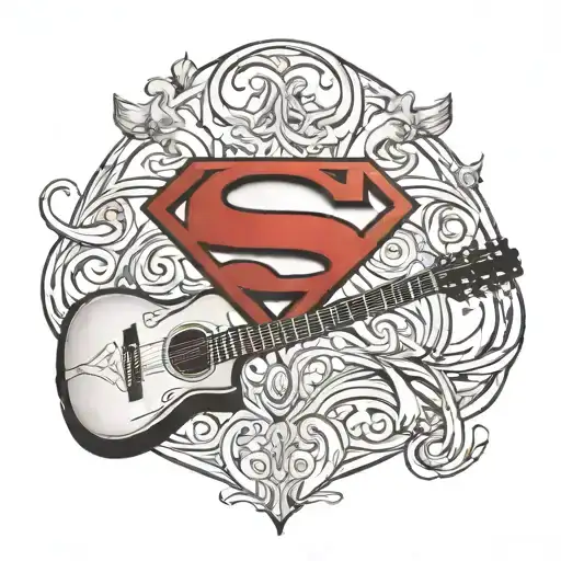 Superman Logo With An Acoustic Guitar