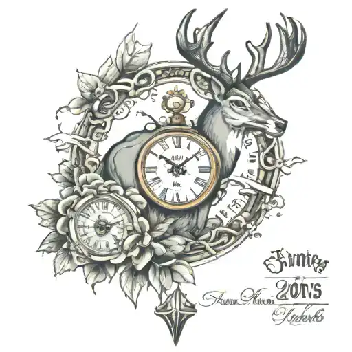 Deer And Clock And Name And Year Old Person