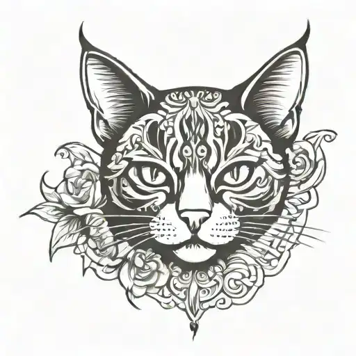 Cat Tattoo For Men Black Only