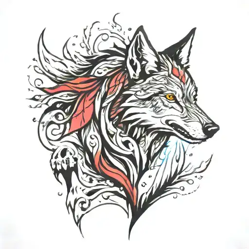 Wolf In Mountain And A Man