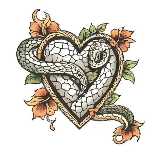 A Snake Coiled Around A Stone Heart