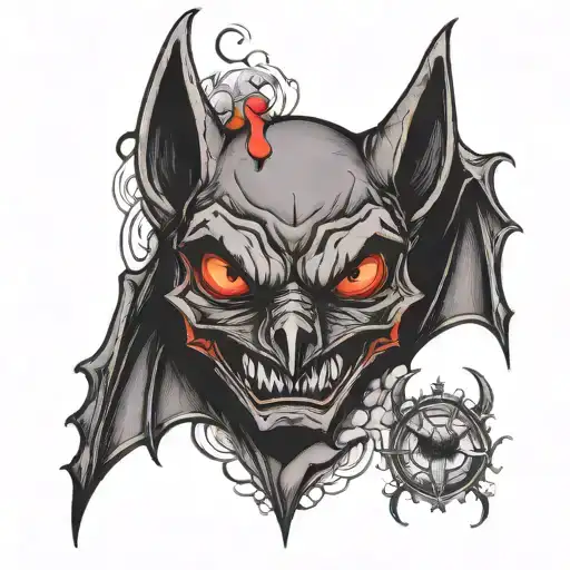 Dark Bat Face With Red Eyes