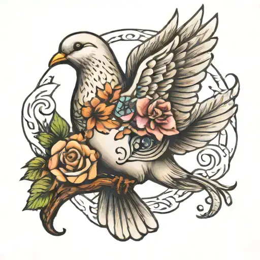 Dove With Peace Love And Hope