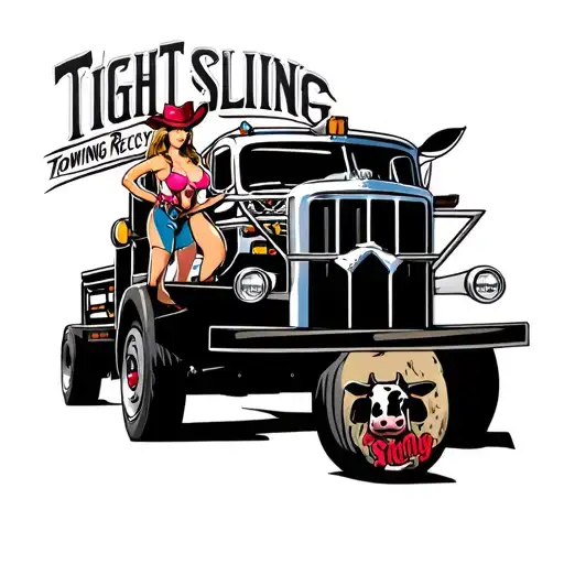 Tow Truck With Cow Girl 'Tight Sling Towing & Recovery'