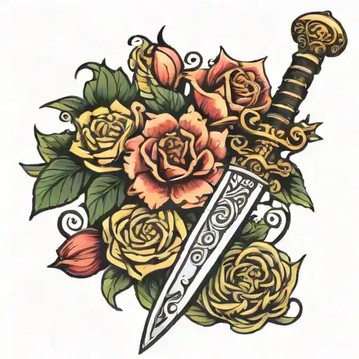 Flowers On Sword Handle
