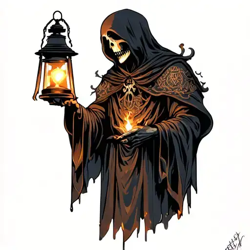 Reaper Holding Lantern Of Souls