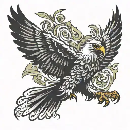 Winged Eagle With Spread Wings Spread Wide