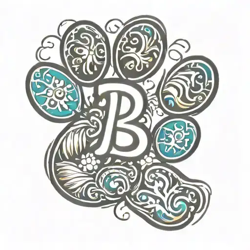 Dog Paw Print With The Letter B