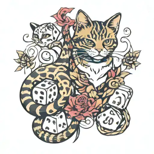 Cat Tail Around Dice Intertwined