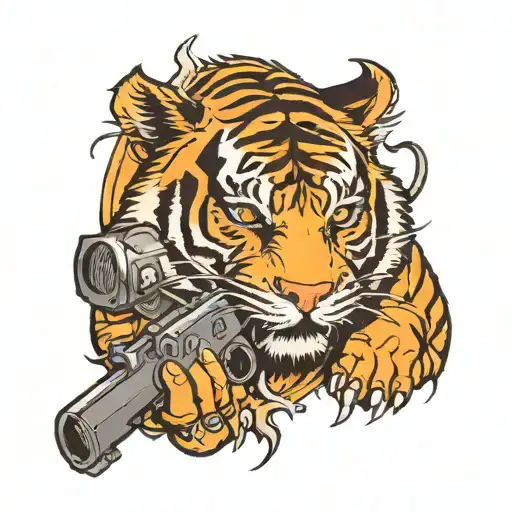 Tiger And Gun
