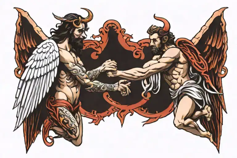 Satan And Angel Creation Of Adam Style