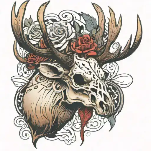 Elk Skull With The Words I Love You Through It