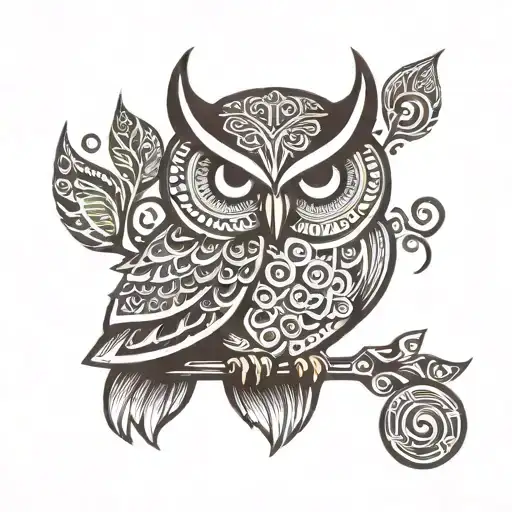 Maori Style Owl Symbol Of Wisdom