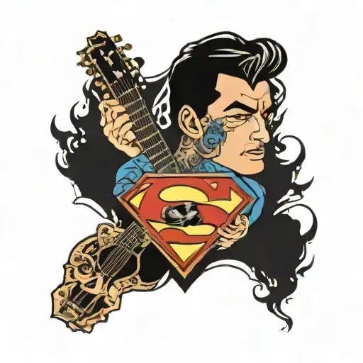 Superman Logo With An Acoustic Guitar
