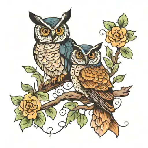 Butterfly And Owl Perched