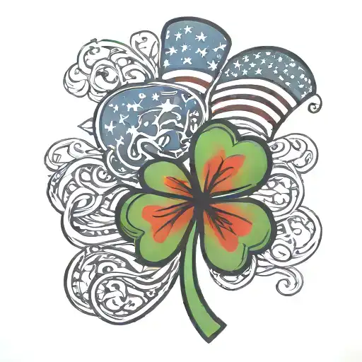 Shamrock With Us Flag Intertwined