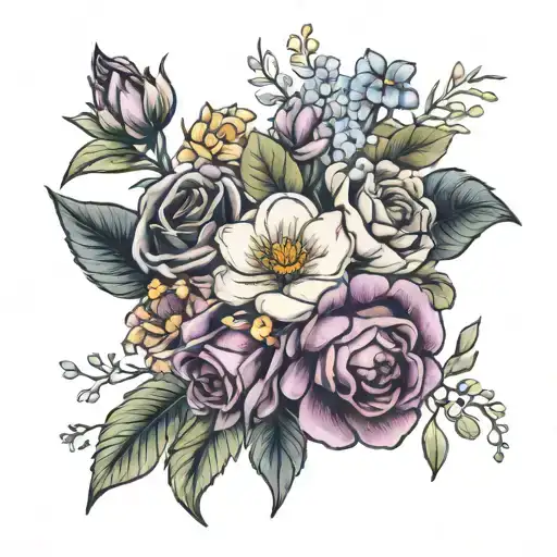 Birth Flower Bouquet Wrapped