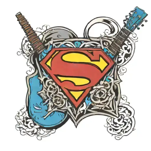 Superman Logo With An Acoustic Guitar