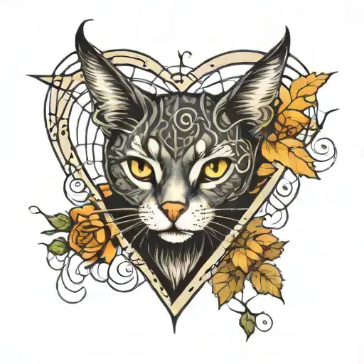 Spiderweb Cat Heart Shape