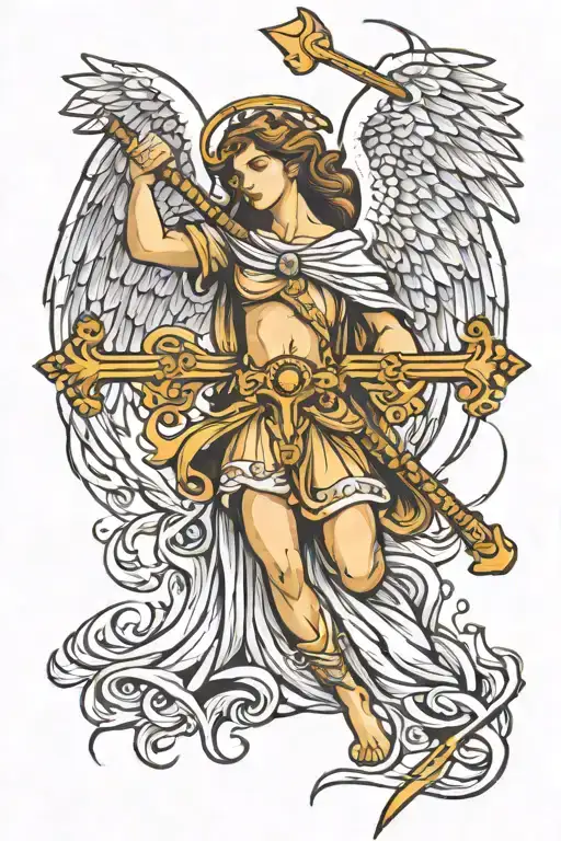 Angel Holding Cross Spear