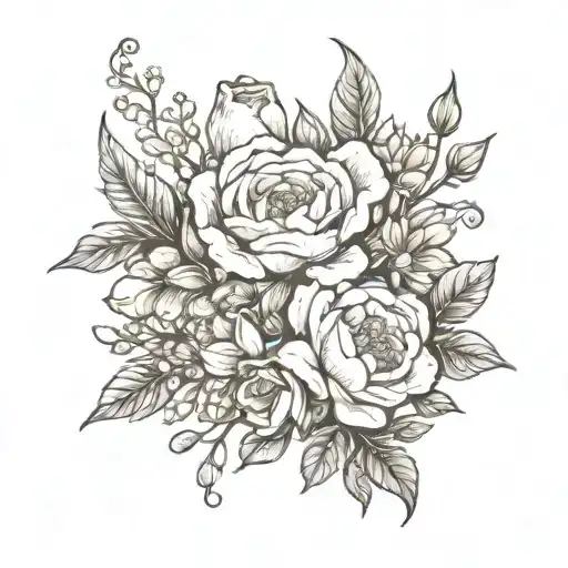 Birth Flower Bouquet Tattoo Design