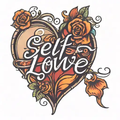Self Love With A Heart In Cursive Writing