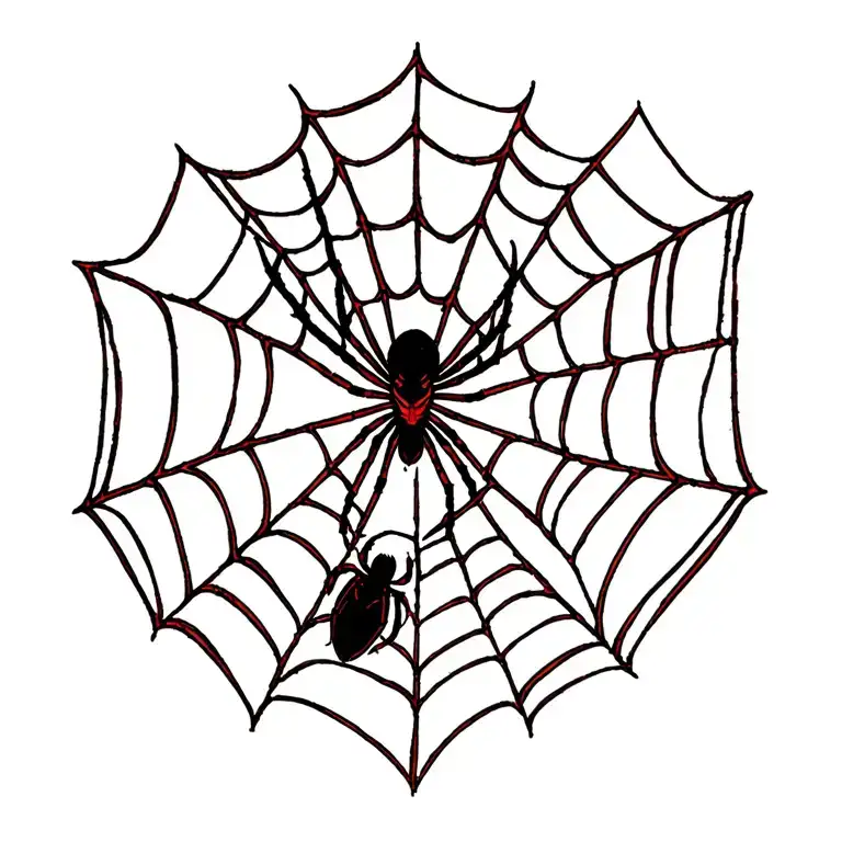 Spiderweb And Blackwidow Spider Weaving A Web