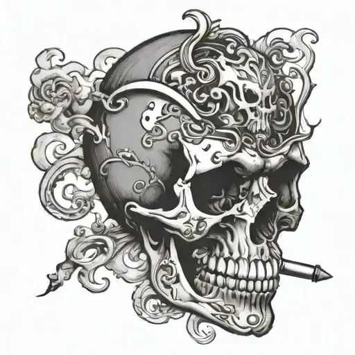 Skull Inhaling Smoke Through The Nose Aka French Inahling