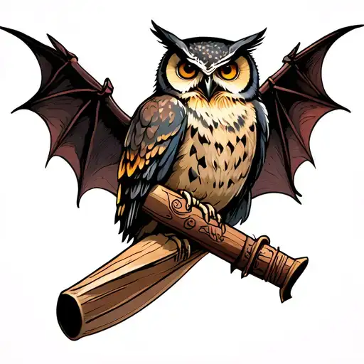 Arm Sleeve With A Bat And Owl